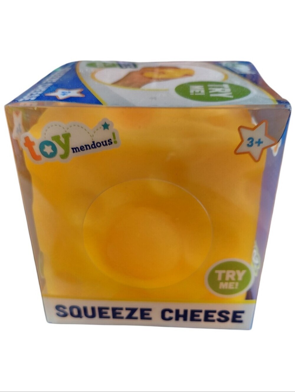 NEW Sunny Days Squeezy Cheese Block Bright Yellow Jumbo Squishy Stress Ball Poke - Picture 2 of 4
